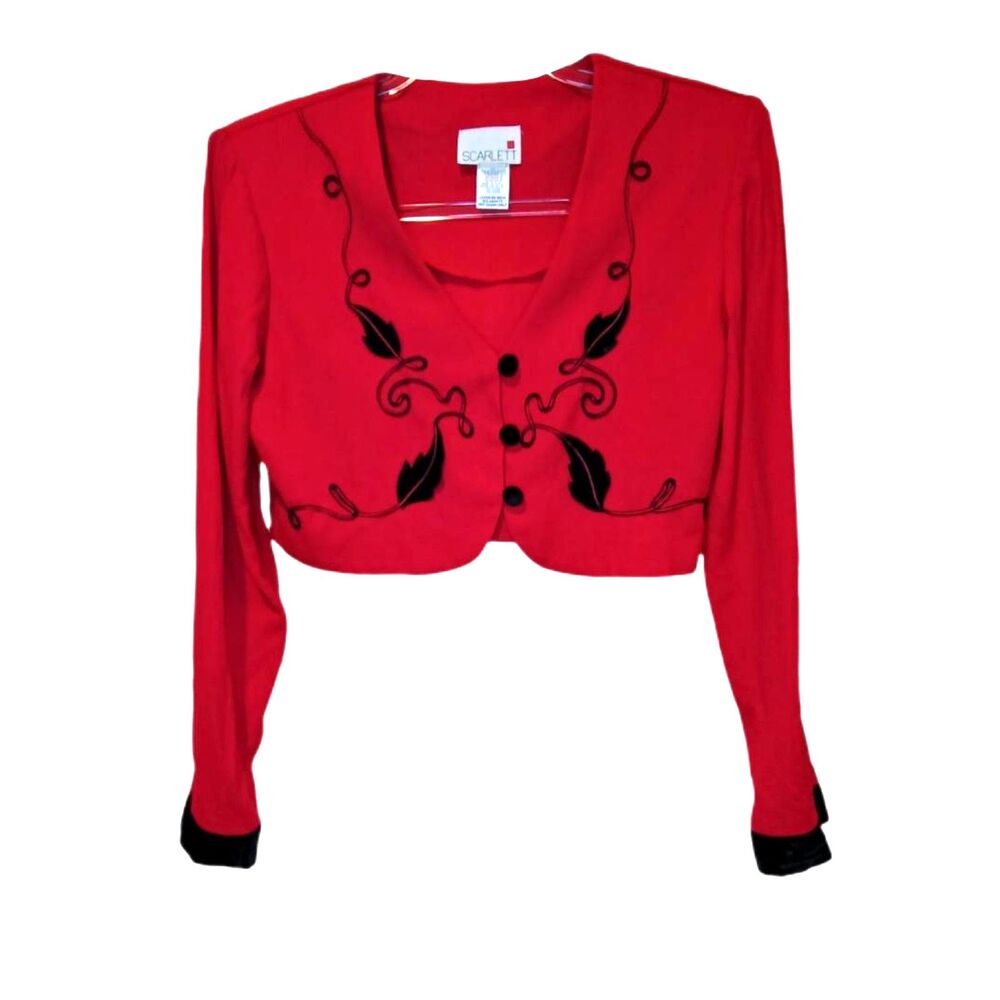 VTG 80s-90s Scarlett Red Bolero Jacket Size 5/6 (S) Vintage Stylish Retro Classy